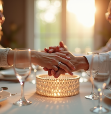 Couple mature échangeant des sourires lors d'un anniversaire