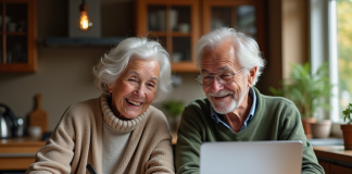 Pensions 2025 : augmentation des retraites françaises à prévoir Couple retraité discutant finances à la cuisine