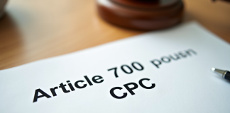 Zoom sur des documents légaux avec Article 700 CPC