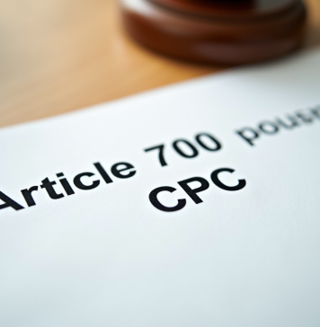Zoom sur des documents légaux avec Article 700 CPC