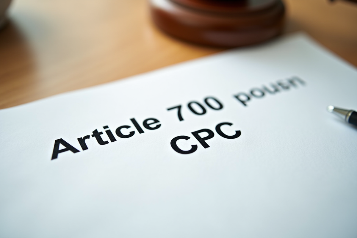 Zoom sur des documents légaux avec Article 700 CPC