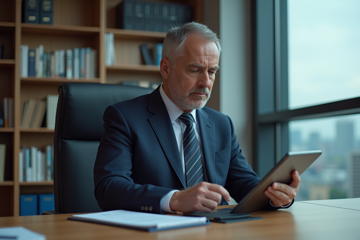 Economiste homme en costume analysant un graphique de taux d'intérêt