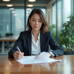 Femme d affaires en réunion dans un bureau moderne
