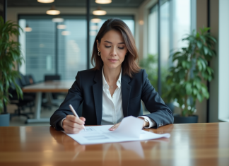 Comment choisir le meilleur gestionnaire de syndic de copropriété : conseils et critères de sélection Femme d affaires en réunion dans un bureau moderne