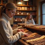 Les dix meilleures marques de chocolat à découvrir en France absolument Femme dégustant des chocolats artisanaux en boutique
