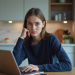 Liberté d’expression sur les réseaux sociaux : comment la limiter efficacement ? Jeune femme pensant devant son ordinateur portable