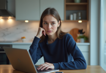 Liberté d’expression sur les réseaux sociaux : comment la limiter efficacement ? Jeune femme pensant devant son ordinateur portable