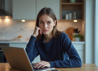 Liberté d’expression sur les réseaux sociaux : comment la limiter efficacement ? Jeune femme pensant devant son ordinateur portable