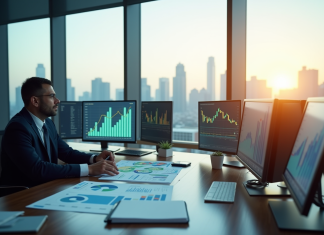 Gestionnaire d'investissement analysant des graphiques financiers