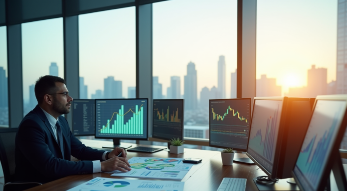 Gestionnaire d'investissement analysant des graphiques financiers