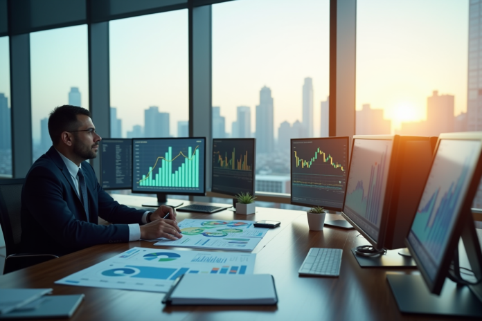 gestionnaire-fonds-investissement Gestionnaire d'investissement analysant des graphiques financiers