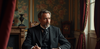 Homme français du 19e siècle dans un bureau ancien