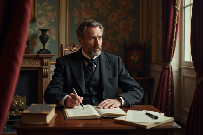 homme-19e-siecle-paris Homme français du 19e siècle dans un bureau ancien