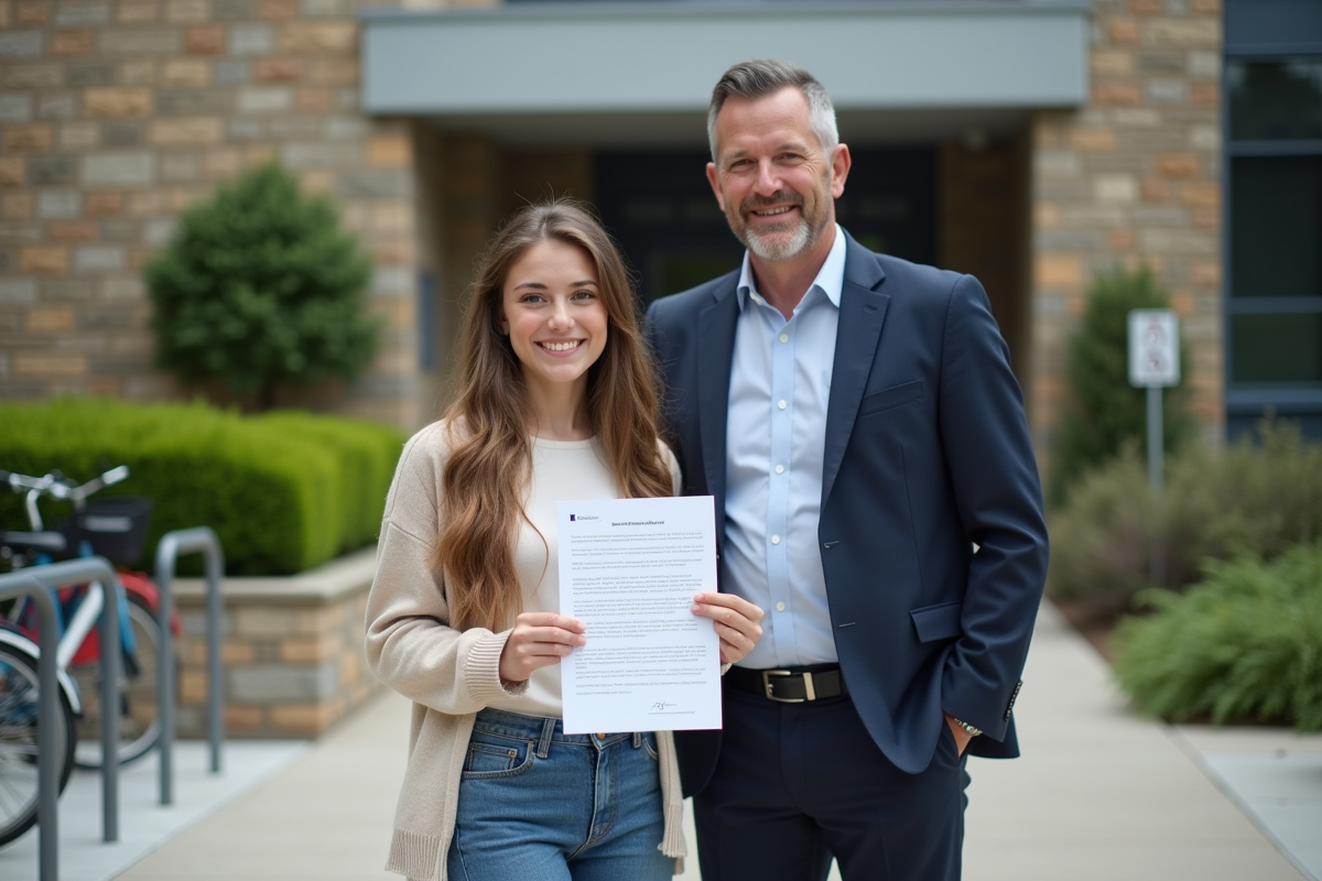 Jeune fille heureuse recevant une lettre d