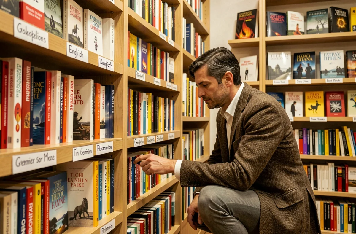 Le Bookshop à Montpellier, librairie spécialisée en langues étrangères avec des rayons de livres en anglais, espagnol et autres langues