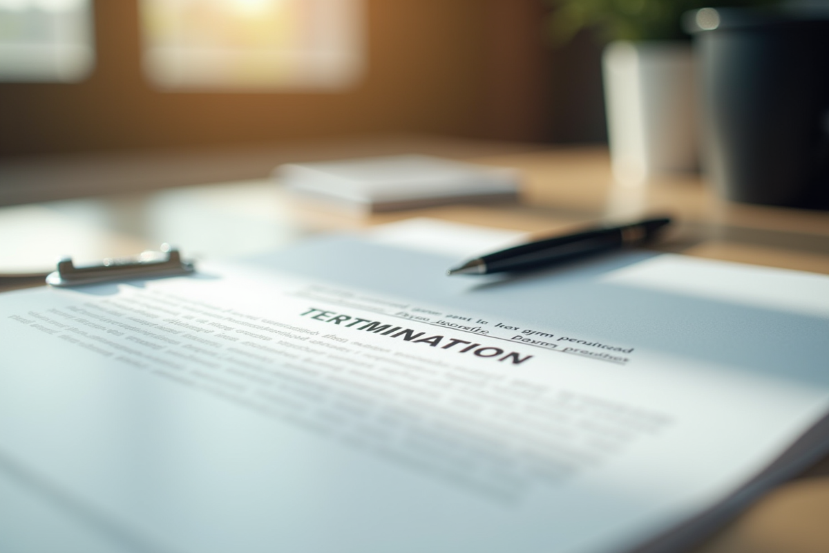 Lettre de résiliation de gym posée sur un bureau avec stylo