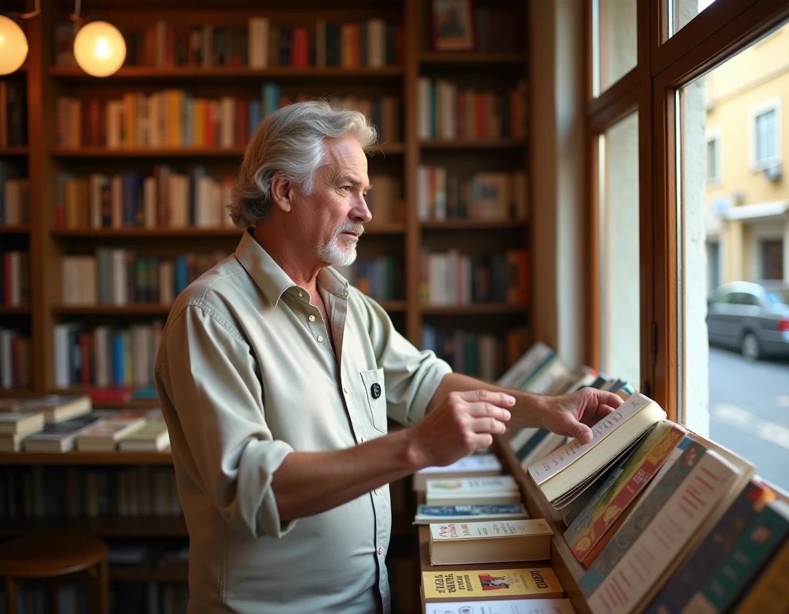 Librairie du Scribe à Sète, librairie généraliste aux rayons variés avec vue sur les rues caractéristiques de la ville de Sète