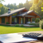 Maison moderne avec grandes fenêtres entourée de verdure