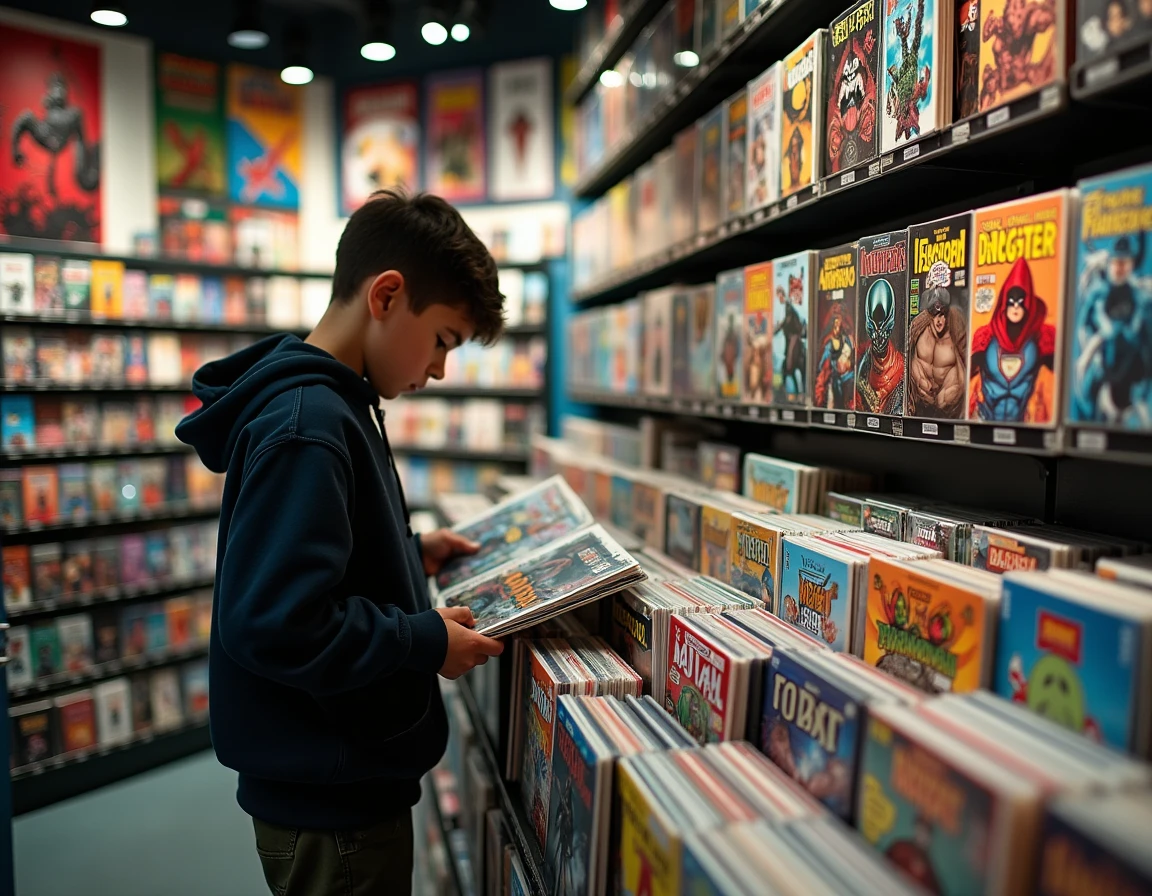 La Malle à Bulles à Lunel, librairie spécialisée en bandes dessinées et comics avec ses rayons colorés et ses présentoirs de couvertures illustrées