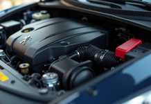 Vue rapprochee du moteur Peugeot avec composants mécaniques