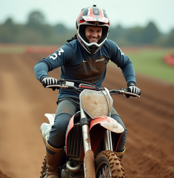 Comparatif des meilleures motos tout-terrain pour le motocross Coureur motocross masculin souriant sur sa moto en pleine nature