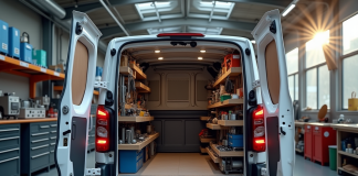 Véhicule Peugeot Expert dans un atelier lumineux et spacieux