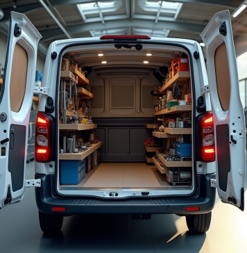 Véhicule Peugeot Expert dans un atelier lumineux et spacieux