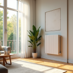Radiateur à inertie dans un salon lumineux et cosy