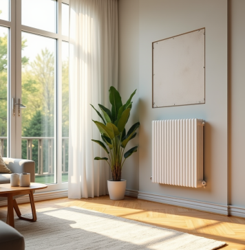 Radiateurs à inertie : les plus performants pour votre maison! Radiateur à inertie dans un salon lumineux et cosy