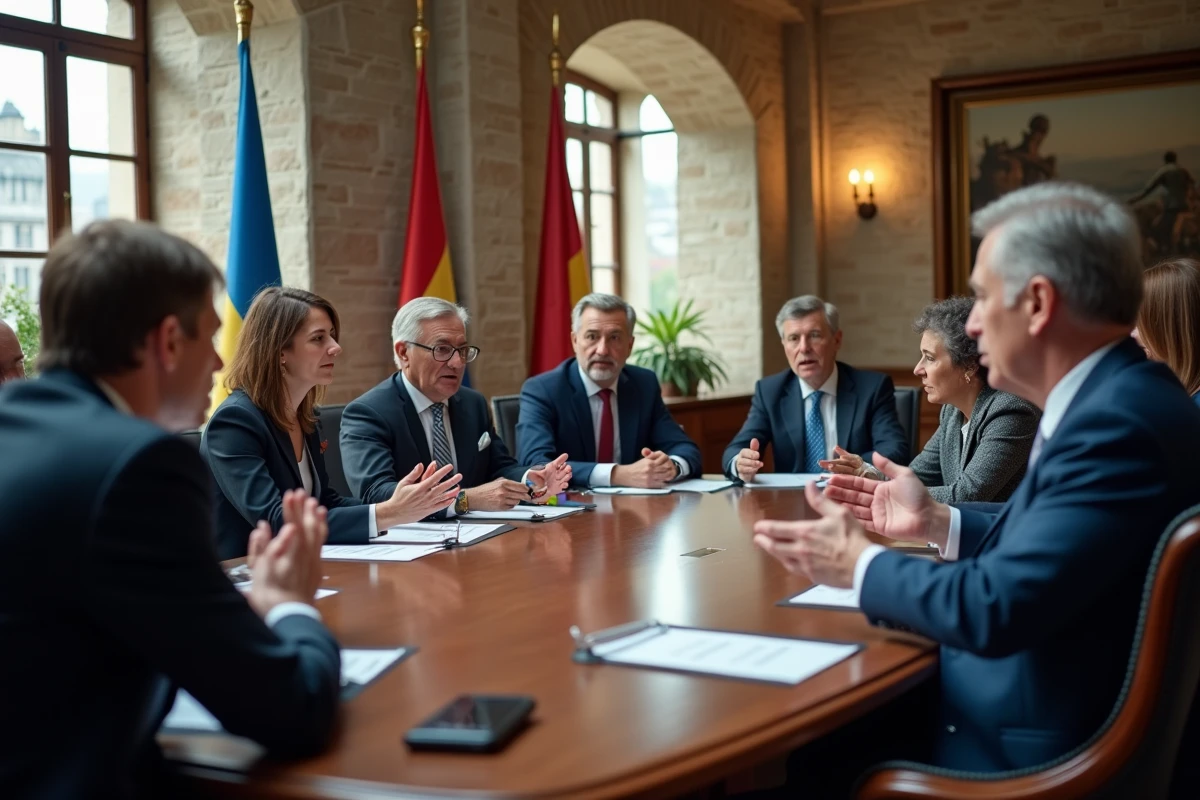 Repr&eacute;sentants r&eacute;gionaux discutant autour d