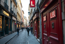 Rue de Lyon avec panneaux postaux visibles en journée