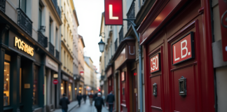 Rue de Lyon avec panneaux postaux visibles en journée