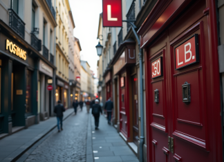 Rue de Lyon avec panneaux postaux visibles en journée