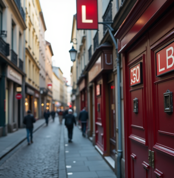 Rue de Lyon avec panneaux postaux visibles en journée