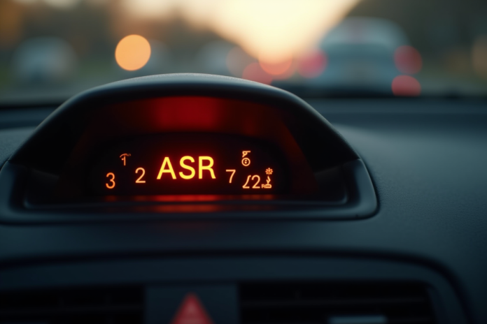 tableau-de-bord-voiture-asr Voyant d'alerte ASR lumineux sur le tableau de bord